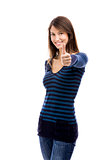 Woman with thumbs up
