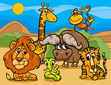 wild animals group cartoon illustration