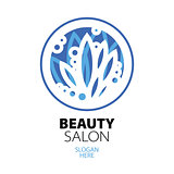 blue ball of leaves logo for beauty salon