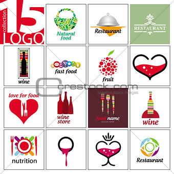 collection of vector logos of restaurants and cafes