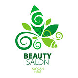 composition of green leaf logo for beauty salon