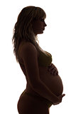 Silhouette of a pregnant young woman