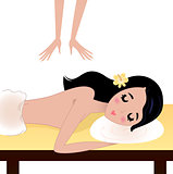 Spa Woman Receiving Massage on table