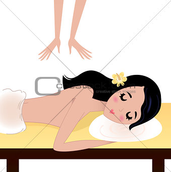 Spa Woman Receiving Massage on table