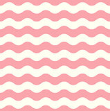 Wave retro seamless pattern - pastel pink and white