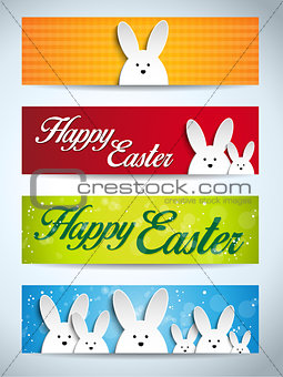 Happy Easter Rabbit Bunny Set of Banners