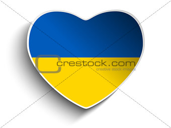 Ukraine Flag Heart Paper Sticker