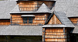Fragments of facade of the old wooden architecture