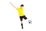 soccer football player young man kicking ball