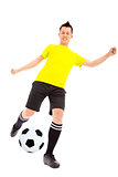 Soccer player kicking ball 