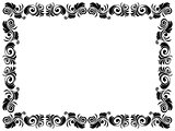 Black and white frame of blank with floral elements