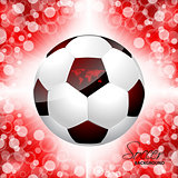 Soccer ball poster with red background