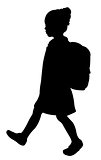 student walking to school, silhouette vector