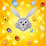Easter bunny egg and star background