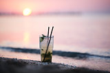 Mojito cocktail at the seashore