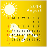 Vector calendar 2014 august