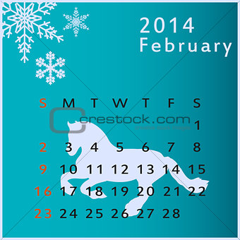 Vector calendar 2014 february