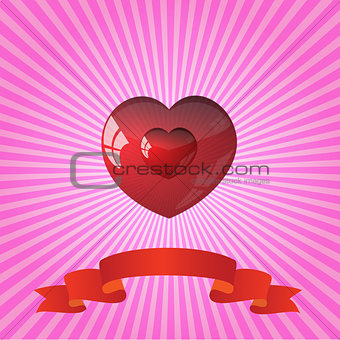 heart on striped pink background