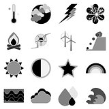 Climate icons on white background