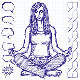 Sketch Woman Meditation In Lotus Pose