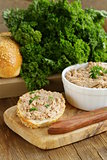 homemade meat snack chicken liver pate with parsley