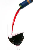 Red Burgundy Wine Pour Bottle Neck to Filled Glass