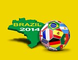 Soccer Ball with Team Flags and Brazilian Map