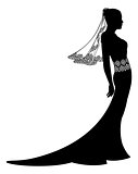 Bride in wedding dress silhouette
