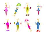 Vector illustration of collection of Easter bunny. Happy Easter design elements set