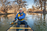 canoe paddling on Poudre River