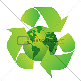 World globe with recycle signs vector