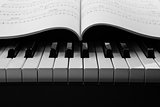 Piano keys and musical book