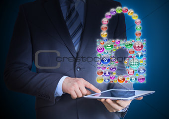 Businessman holding a tablet in his hands