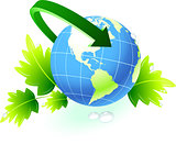Globe with arrow with nature background