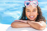 African American Interracial Girl Child In Swimming Pool with Go