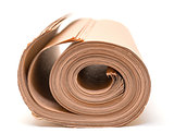 Twisted into roll brown wrapping paper