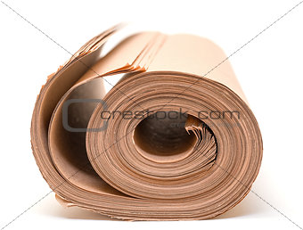 Twisted into roll brown wrapping paper