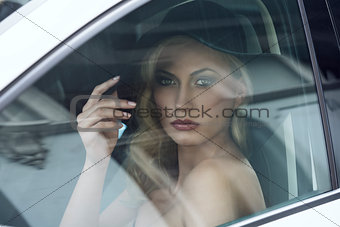 fashion woman in a car 