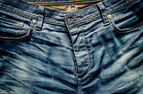 Detail of nice blue jeans in old vintage style