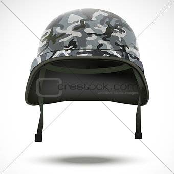 Military helmet with camouflage patterns. Vector illustration