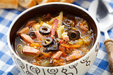 Traditional russian Soljanka soup