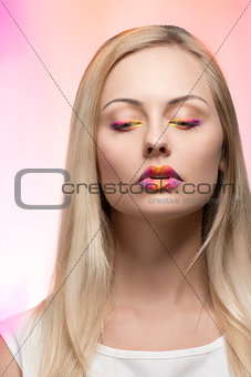 girl with multicolor make-up 