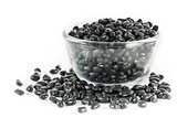 Black beans in glass bowl