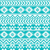 Aztec tribal seamless grunge white pattern on blue background