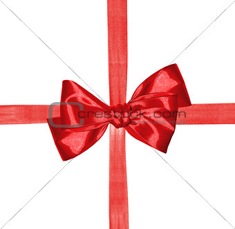 red ribbon and bow isolated on white background