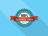 Vector100% Satisfaction  Label with Red Ribbon.