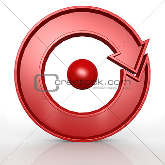Red circle chart with 1 arrow