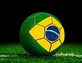 Soccer Ball with Brazilian Flag on Grass