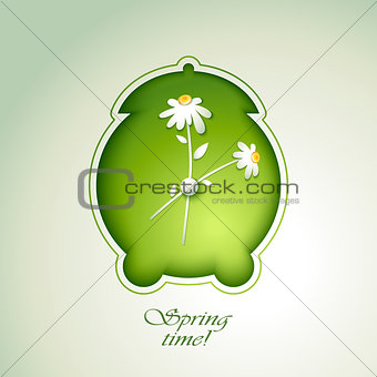 Spring Green alarm clock with flowers