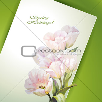 Spring flowers invitation template card.